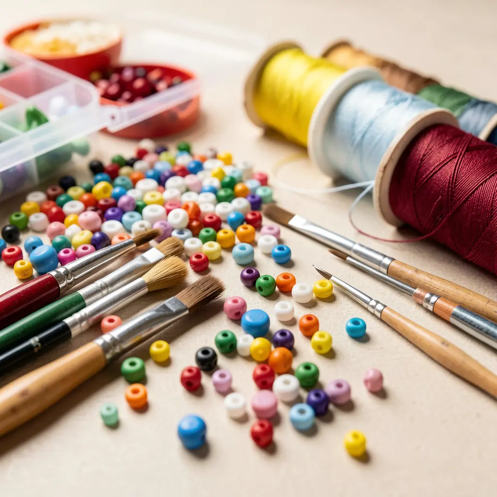Detailed view of DIY craft materials and tools